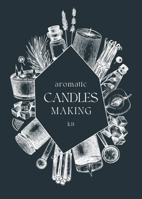 Scented candles card or flyer design. Hand-sketched aromatic materials and natural ingredients for candle making, cosmetics, perfumery. Great template for branding, packaging, identity, web banners.